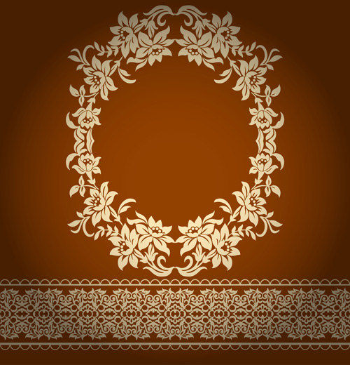 Decor floral with ornate background vintage styles vector 02