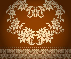 Decor floral with ornate background vintage styles vector 07
