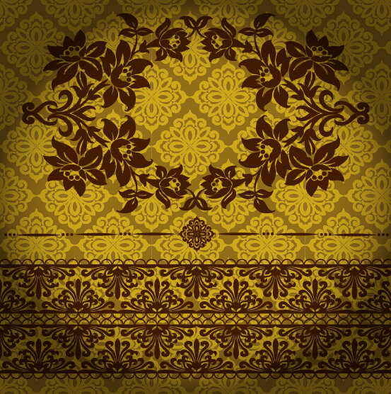 Decor floral with ornate background vintage styles vector 14
