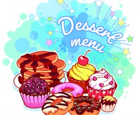 Dessert with grunge background vector 02
