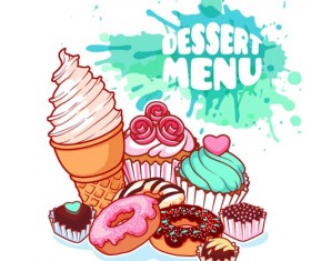 Dessert with grunge background vector 03