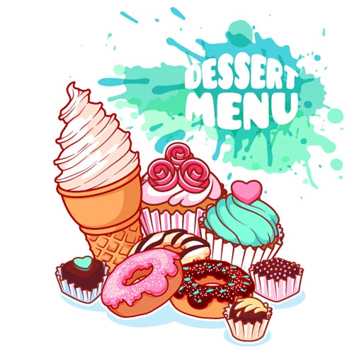 Dessert with grunge background vector 03