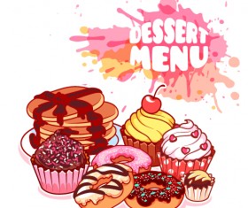 Dessert with grunge background vector 04