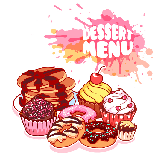 Dessert with grunge background vector 04