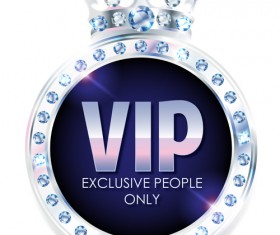 Diamond with crown and VIP sign vector 01