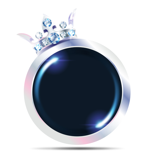 Diamond with crown and VIP sign vector 02