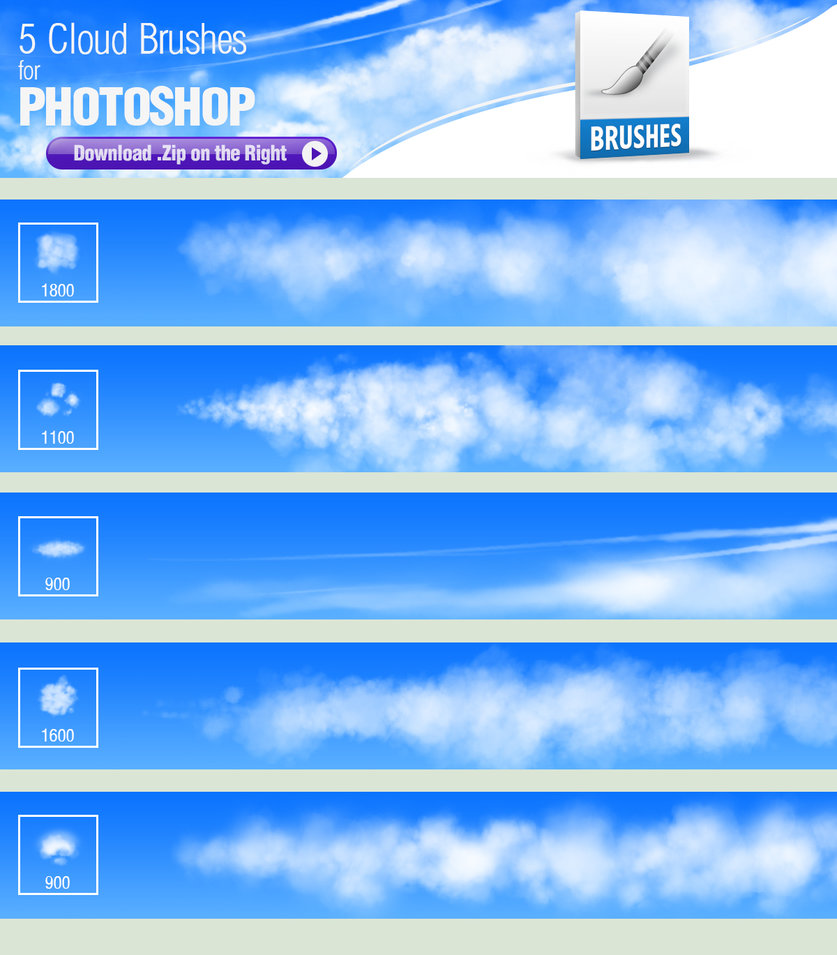 Different clouds Photoshop brushes