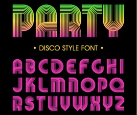 Disco party alphabet fonts vector 01