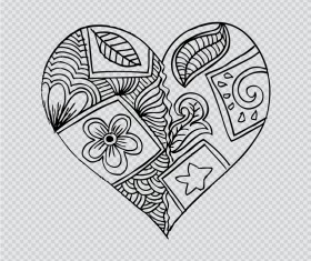 Doodle heart with floral vector material 03