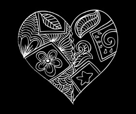 Doodle heart with floral vector material 04