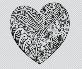 Doodle heart with floral vector material 05