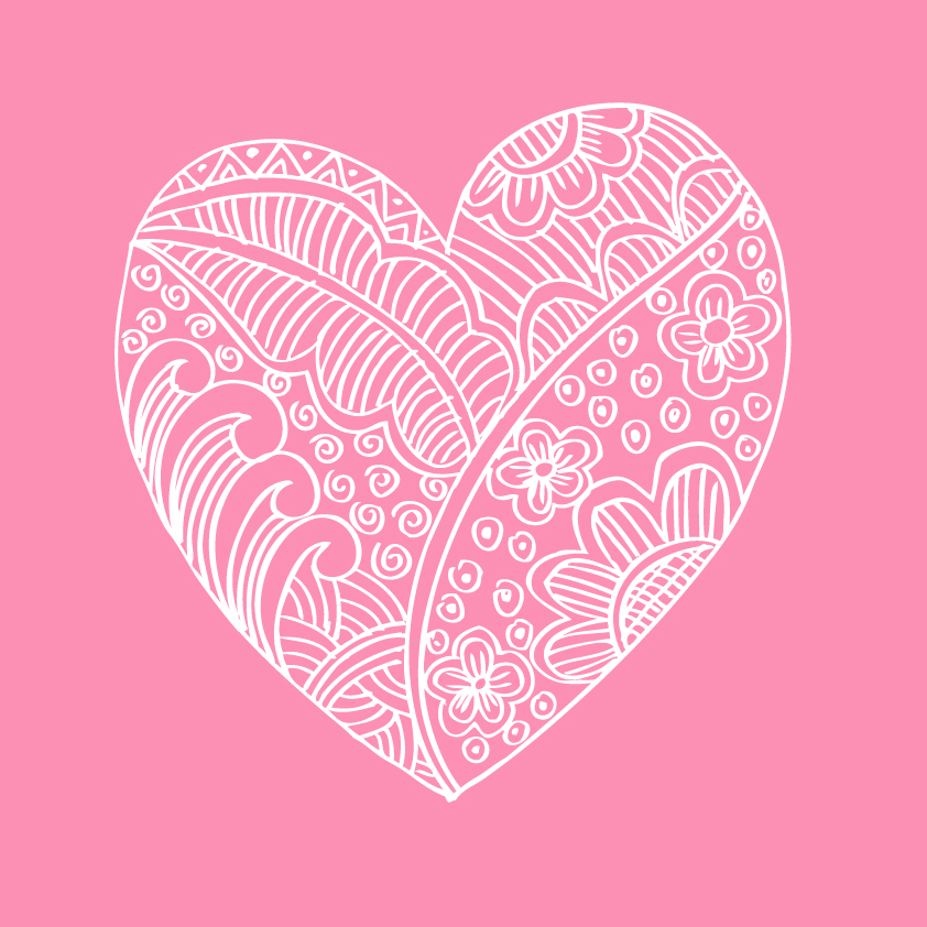 Doodle heart with floral vector material 06