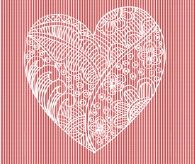 Doodle heart with floral vector material 08