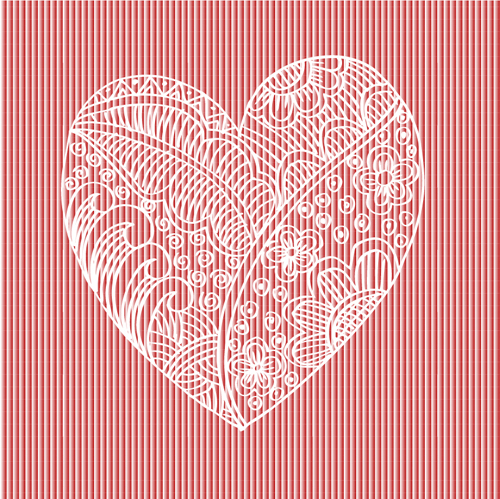 Doodle heart with floral vector material 08