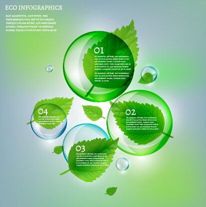 Eco Infographics and leaves bubble vector 02