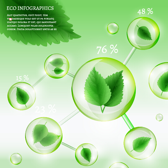 Eco Infographics and leaves bubble vector 03