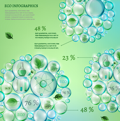 Eco Infographics and leaves bubble vector 04