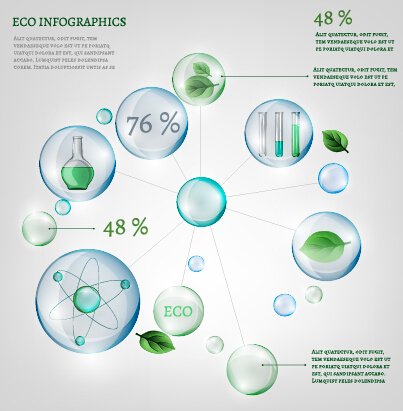 Eco Infographics and leaves bubble vector 07