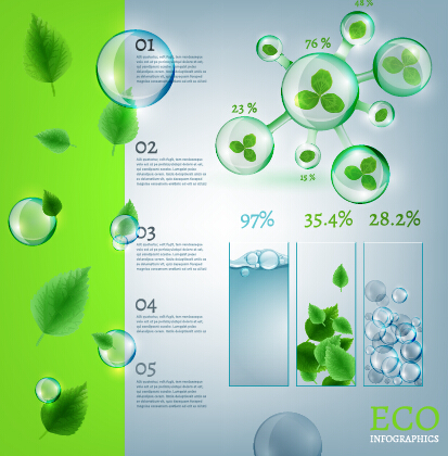 Eco Infographics and leaves bubble vector 08