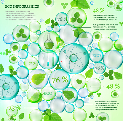 Eco Infographics and leaves bubble vector 10