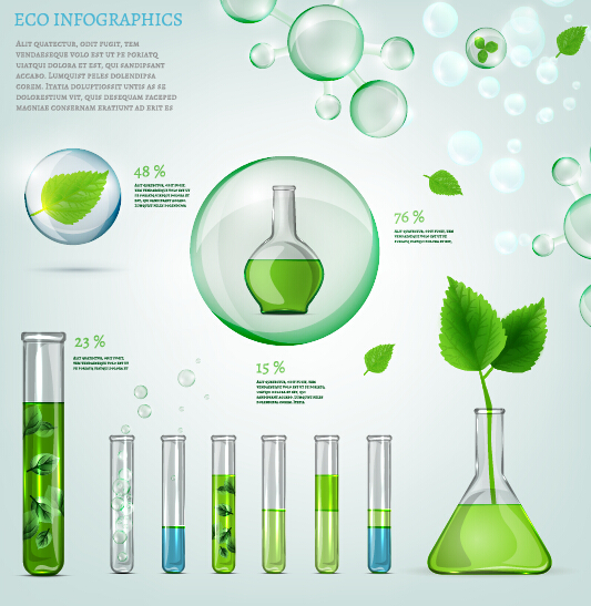 Eco Infographics and leaves bubble vector 11