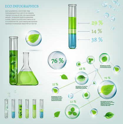 Eco Infographics and leaves bubble vector 12