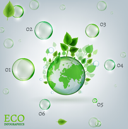 Eco Infographics and leaves bubble vector 13