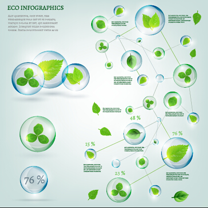 Eco Infographics and leaves bubble vector 14