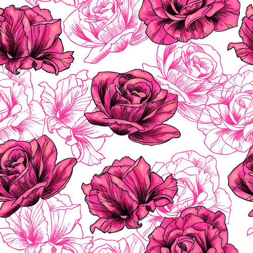 Elegant flower hand drawn pattern seamless vector 01 free download