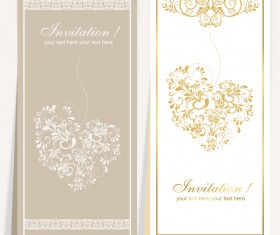 Elegant invitation card for wedding vector 01
