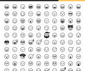 Emoticon outline icons vector set