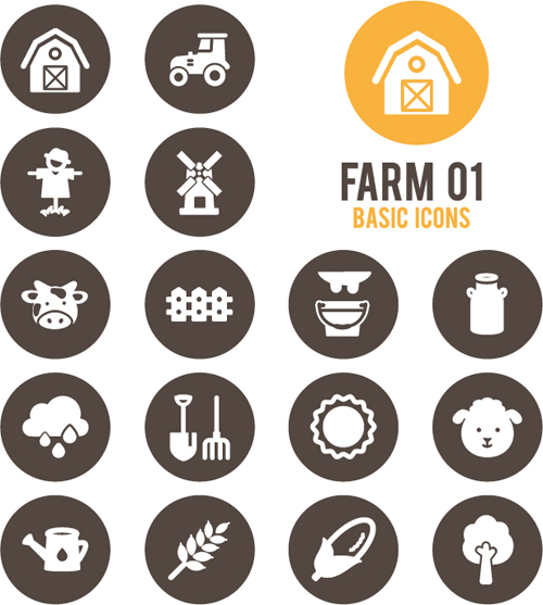 Farm circle icons vector material 01
