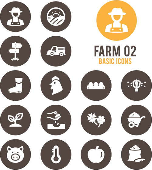 Farm circle icons vector material 02 free download