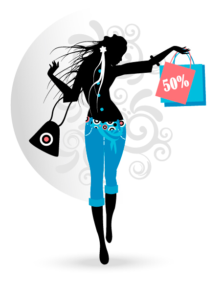 Fashion girl with shopping vectors 01
