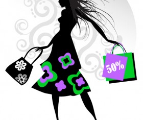 Fashion girl with shopping vectors 03