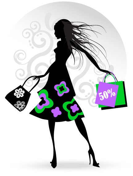 Fashion girl with shopping vectors 03