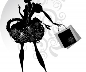 Fashion girl with shopping vectors 04