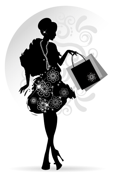 Fashion girl with shopping vectors 06