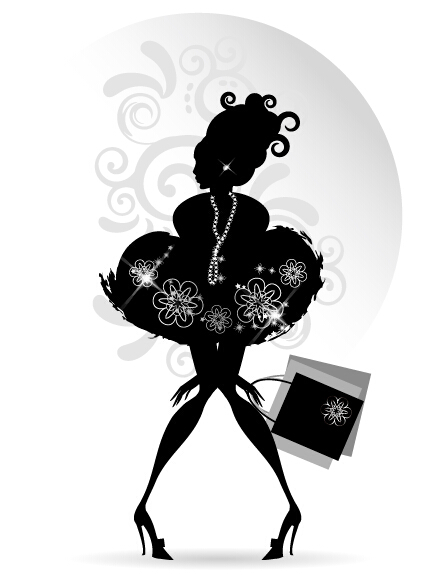 Fashion girl with shopping vectors 08