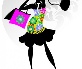 Fashion girl with shopping vectors 11