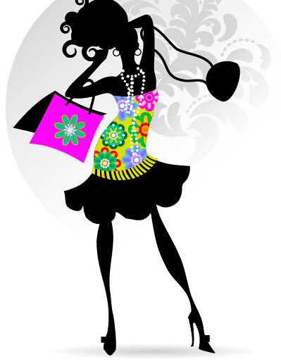 Fashion girl with shopping vectors 11