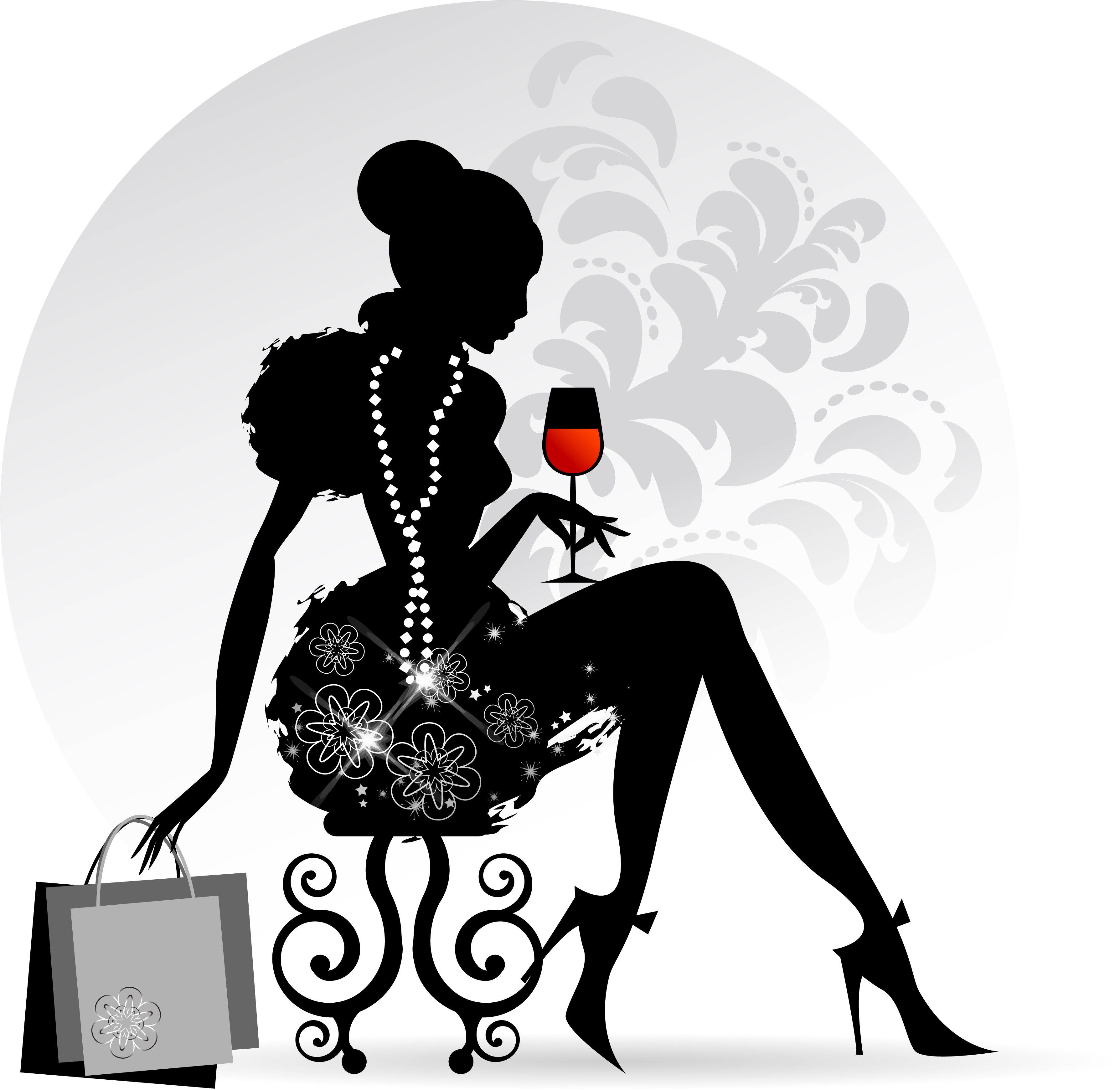 Fashion girl with shopping vectors 12