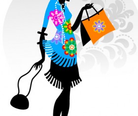 Fashion girl with shopping vectors 13