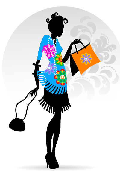 Fashion girl with shopping vectors 13