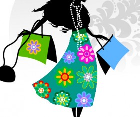 Fashion girl with shopping vectors 14