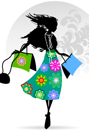Fashion girl with shopping vectors 14