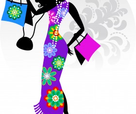 Fashion girl with shopping vectors 15