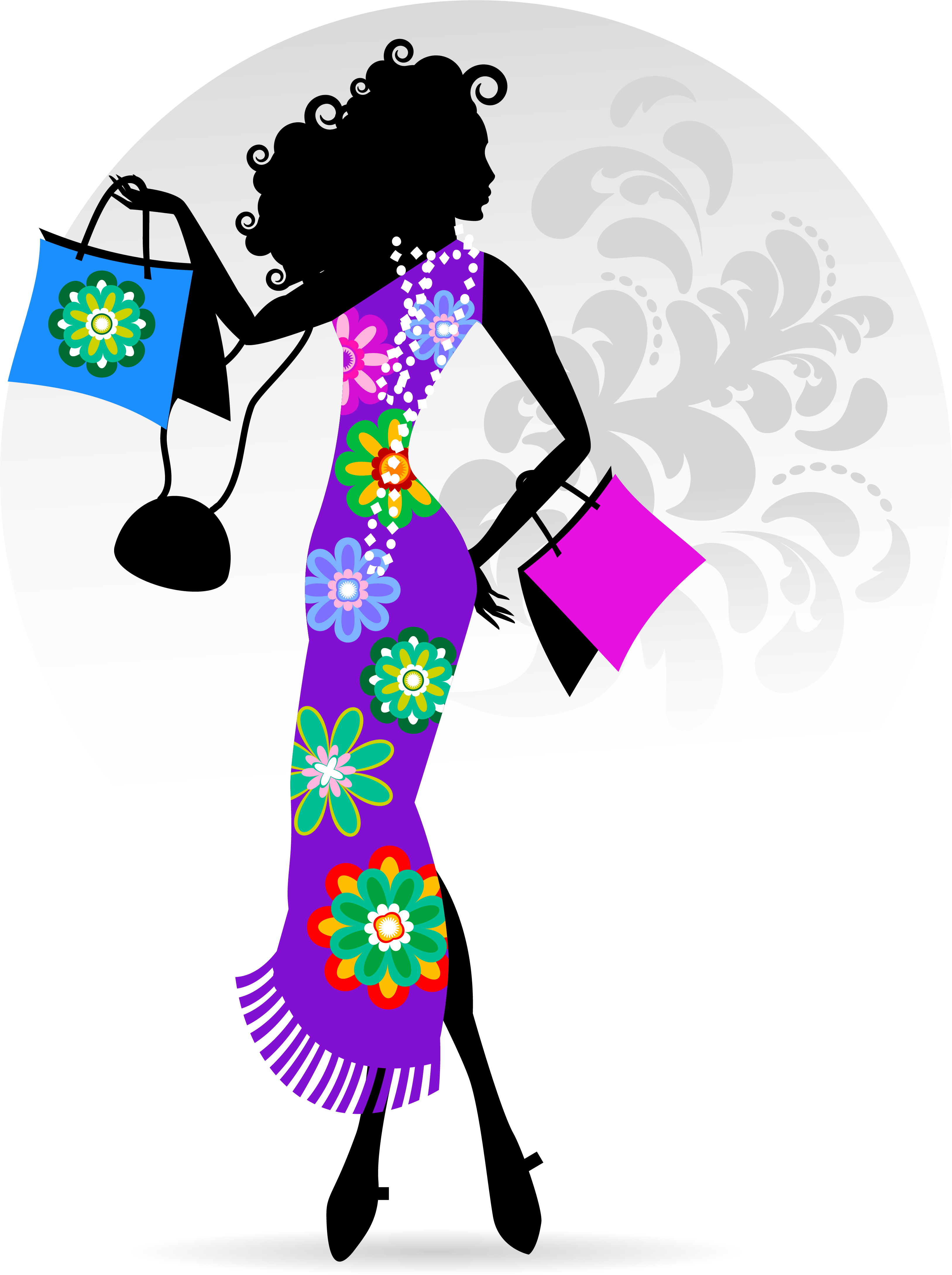 Fashion girl with shopping vectors 15