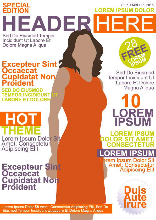 Fashion woman magazine cover vector material 01
