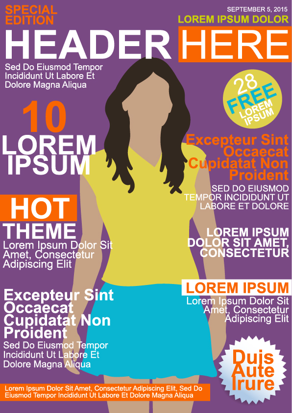 Fashion woman magazine cover vector material 02